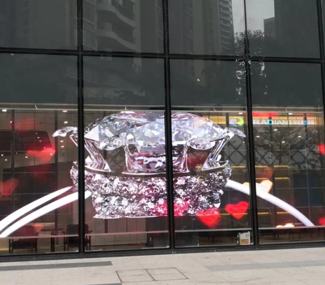 실내 P3.91 - 7.8 HD 투명한 LED 화면 5000X1000mm 캐비닛 4G WIFI 제어 투명한 LED 화면 디스플레이