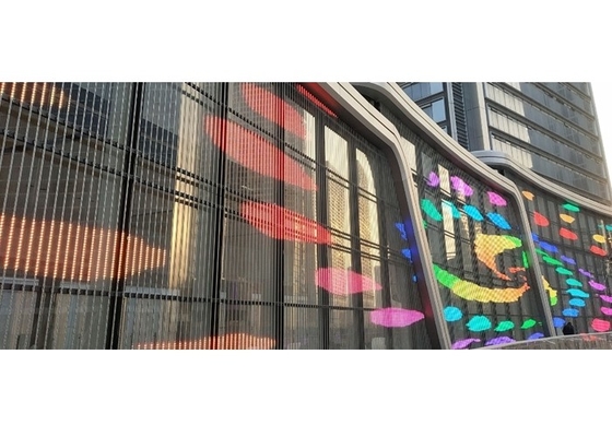 맑은 투명한 LED 비디오 벽 P3.91 실내 Led Mesh 커튼 사이니지 디스플레이 LED 화면