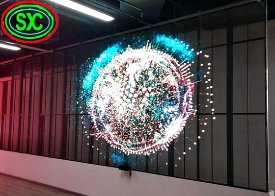 투명한 LED 화면 실내 P3.9-7.8 전색 SMD 곡선 LED 비디오 벽 유리 쇼케이스