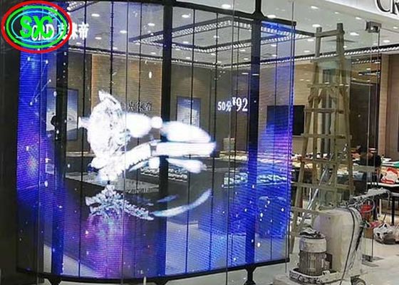 좋은 가격 SMD2121 투명 LED 스크린 풀 컬러 광고 창 간판 LED 투명 디스플레이 온라인으로