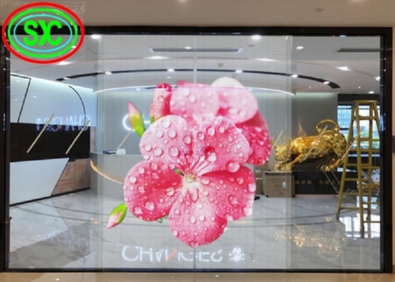 투명 LED 화면 P3.91-7.82 보석용으로 장착 된 전체 색상의 유리 창문