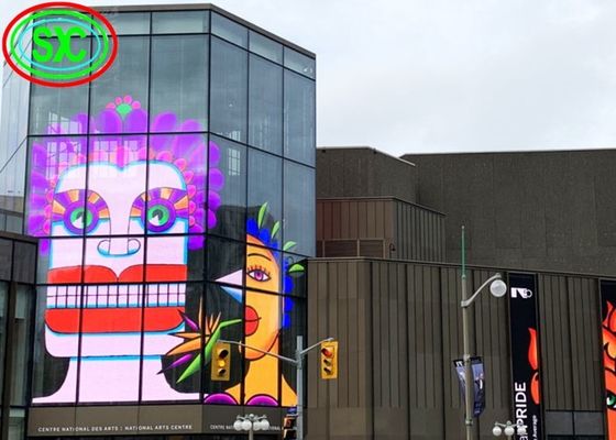 P3.91 유리 커튼 벽용 투명한 풀 컬러 LED 스크린 1500cd/Sqm