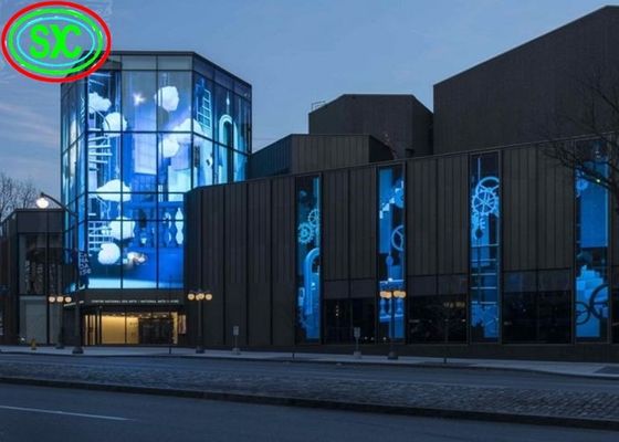 P3.91-7.82 투명한 LED 유리 벽 디스플레이 5000cd/sqm 160° 관점