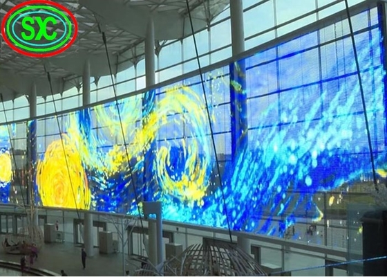 중국 실내 P3.9-7.8 풀 컬러 투명 LED 디스플레이 스크린 Smd 곡선