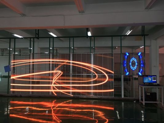 P3.91 유리 투명한 LED 디스플레이 창문 디스플레이에 사용 가능한 높은 밝기 유리 LED 디스플레이