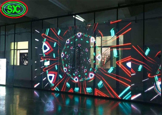 실내 P3.9-7.8 전체 색상 투명한 LED 디스플레이 스크린 SMD 쇼케이스를 위한 곡선 유리