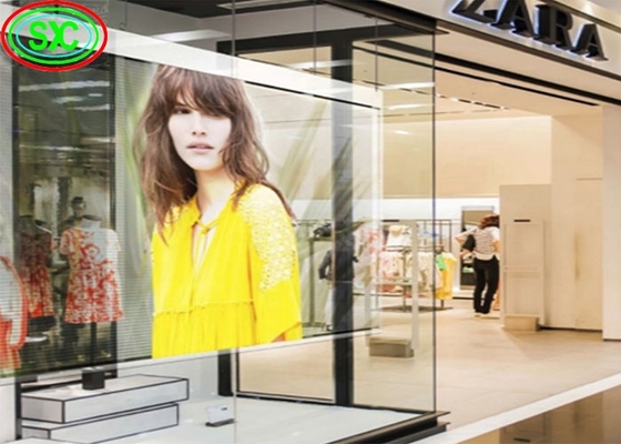 방수망 투명 LED 유리 벽 P3.91-7.82 풀 컬러 160H/140V 볼 각 1920-3840Hz 갱신 속도