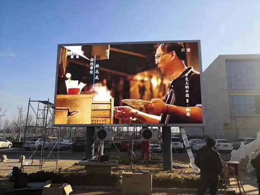 AC 110/220V 입력 전압 Rgb 3in1 픽셀 구성 및 500 * 1000MM 캐비닛 크기와 함께 야외 풀 컬러 LED 디스플레이