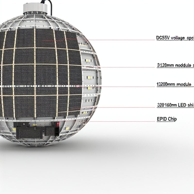 DC5V 전압 구형 LED 스크린, 320*160mm 모듈 크기 및 Epistar LED 칩
