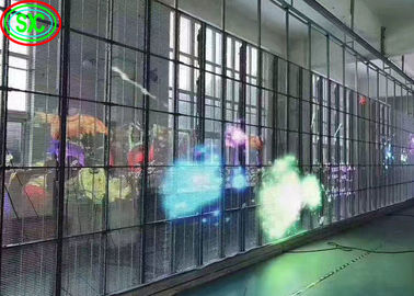 실내 P3.91 투명 LED 화면 유리 창문 알루미늄 캐비닛 재료 LED 투명 화면