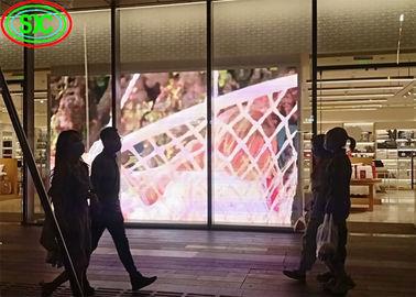 투명한 LED 화면 실내 P3.9-7.8 전색 SMD 곡선 LED 비디오 벽 유리 쇼케이스