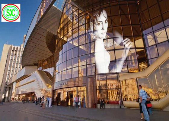 P3.91-7.82 전체 컬러 투명한 LED 화면 1000x1000mm 유리 디스플레이