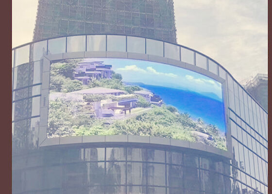 특별 곡선 외관 풀 컬러 P10 건물 광고 LED 디스플레이 게시판