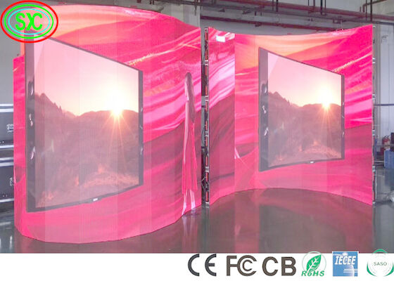 실내 1100cd/M2 P3.91 커브드 스테이지 LED 스크린 240W/M2 LED 스테이지 배경 스크린
