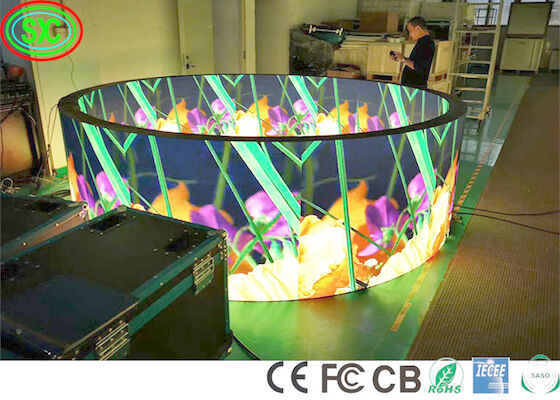철 캐비닛 1R1G1B P4 원형 유연 LED 화면 SMD2121 풀 컬러 LED 디스플레이 화면