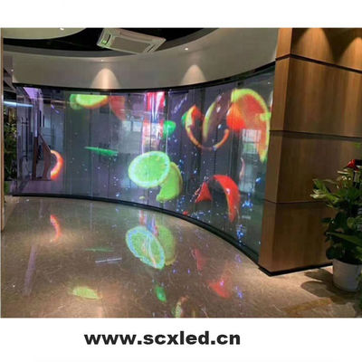 투명한 포스터 커튼 디스플레이 LED 실린더 62500 포인트/평방 미터 SMD2121