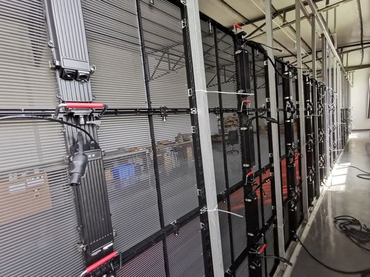 쇼핑몰 패션 풀 컬러 P3.91-7.82 투명한 LED 스크린 유리 커튼 벽