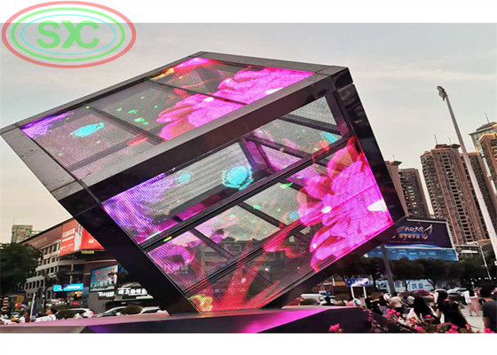 높은 밝기 투명한 LED 표지판 G3.91-7.82 LED 디스플레이 1000*500mm 주사형 알루미늄