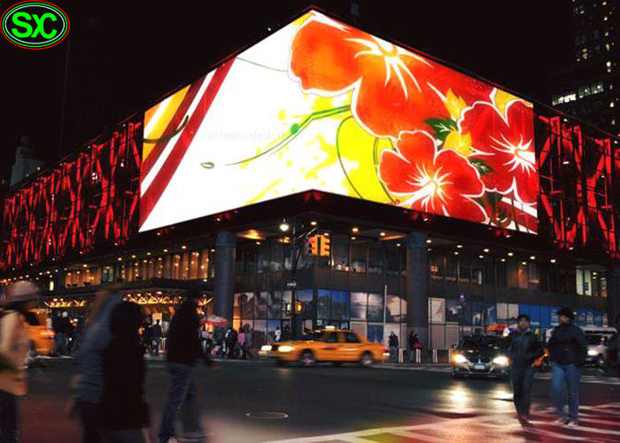 옥외 RGB P10는 90 정도 코너 디지털 방식으로 발광 다이오드 표시 벽을 방수 처리합니다