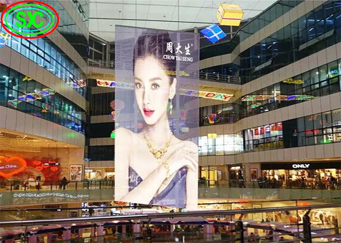 투명 LED 화면 P3.91-7.82 보석용으로 장착 된 전체 색상의 유리 창문