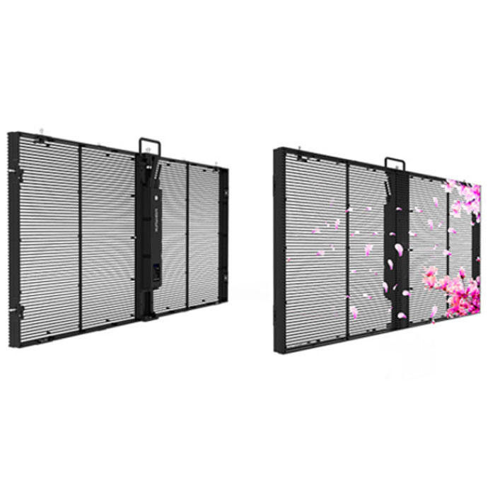 실내 P3.9-7.8 전체 색상 투명한 LED 디스플레이 스크린 SMD 곡선 LED 비디오 벽 유리 LED 스크린 쇼케이스