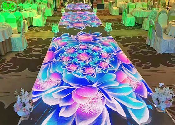 좋은 가격 야외 LED P5 비디오 무대 임대, 웨딩 댄스 바닥 조명 HD 64 * 32 해상도 온라인