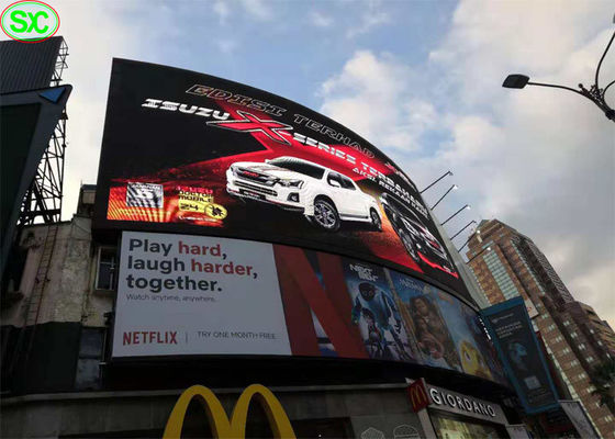 구부려진 P10 큰 옥외 지도된 전시 화면, 지도된 영상 스크린 SMD3535 IP65