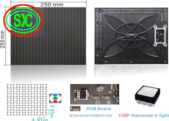 좋은 가격 풀 컬러 자기를 띤 전면 유지 P3.91은 QC 인준으로 디스플레이 250*250mm을 주도했습니다 온라인으로