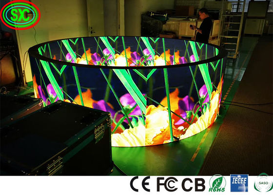 좋은 가격 철제 캐비닛 1R1G1B P4 원형 플렉시블 LED 스크린 SMD2121 풀 컬러 LED 디스플레이 스크린 실내 풀 컬러 LED 디스플레이 온라인으로